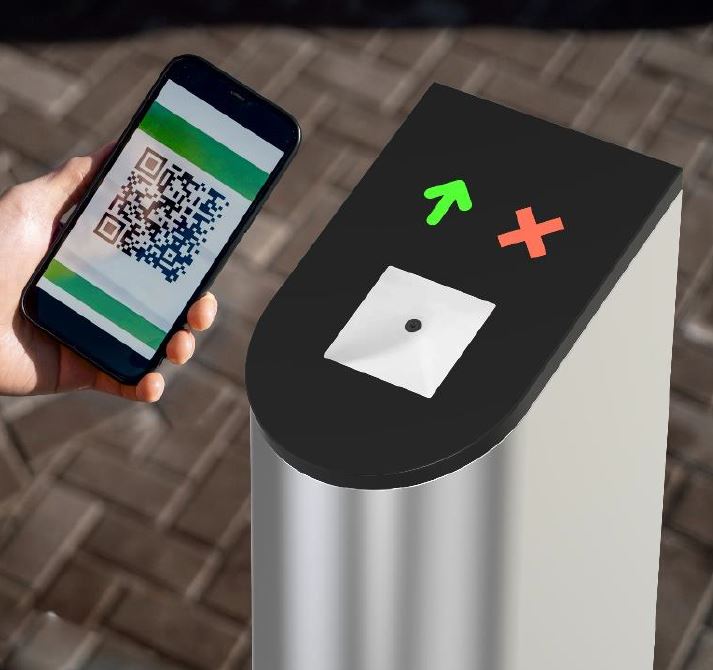 QR kód olvasó oszlop, LED-es, Inox test, Daosafe dao_DSSP6001D